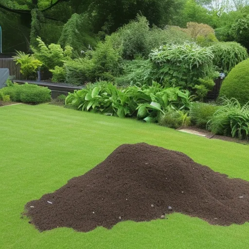 

This image shows a garden with lush, green plants and a pile of compost in the corner. The compost is made up of organic materials such as leaves, grass clippings, and vegetable scraps. Composting is a great way to