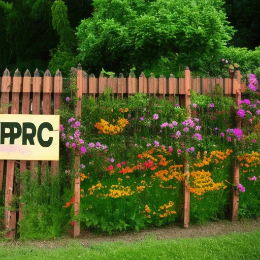 

An image of a garden with a fence around it, with a sign that reads "Pest-Proof Garden". The fence is made of wood, and there are various plants and flowers growing in the garden.