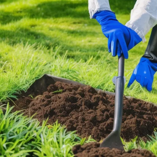 

This image shows a person in a garden, holding a bucket of compost and a shovel. The person is wearing a protective face mask and gloves, indicating that they are taking the necessary safety precautions while making organic fertilizer at home.