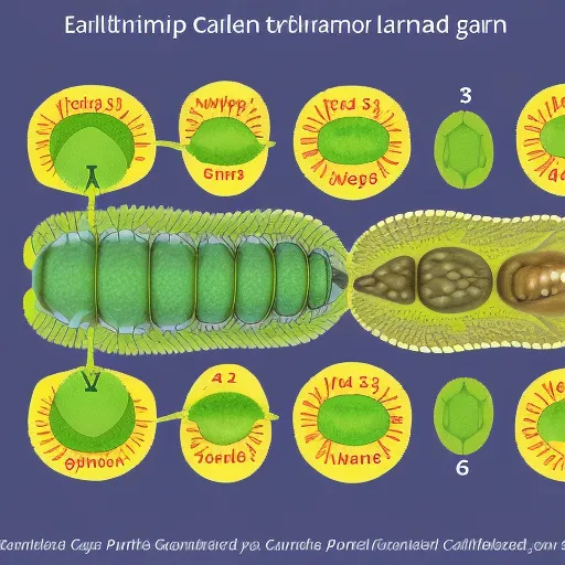 

The image shows a diagram of the lifecycle of a common garden pest, such as an aphid or caterpillar. It illustrates the four stages of the lifecycle: egg, larva, pupa, and adult. The diagram also